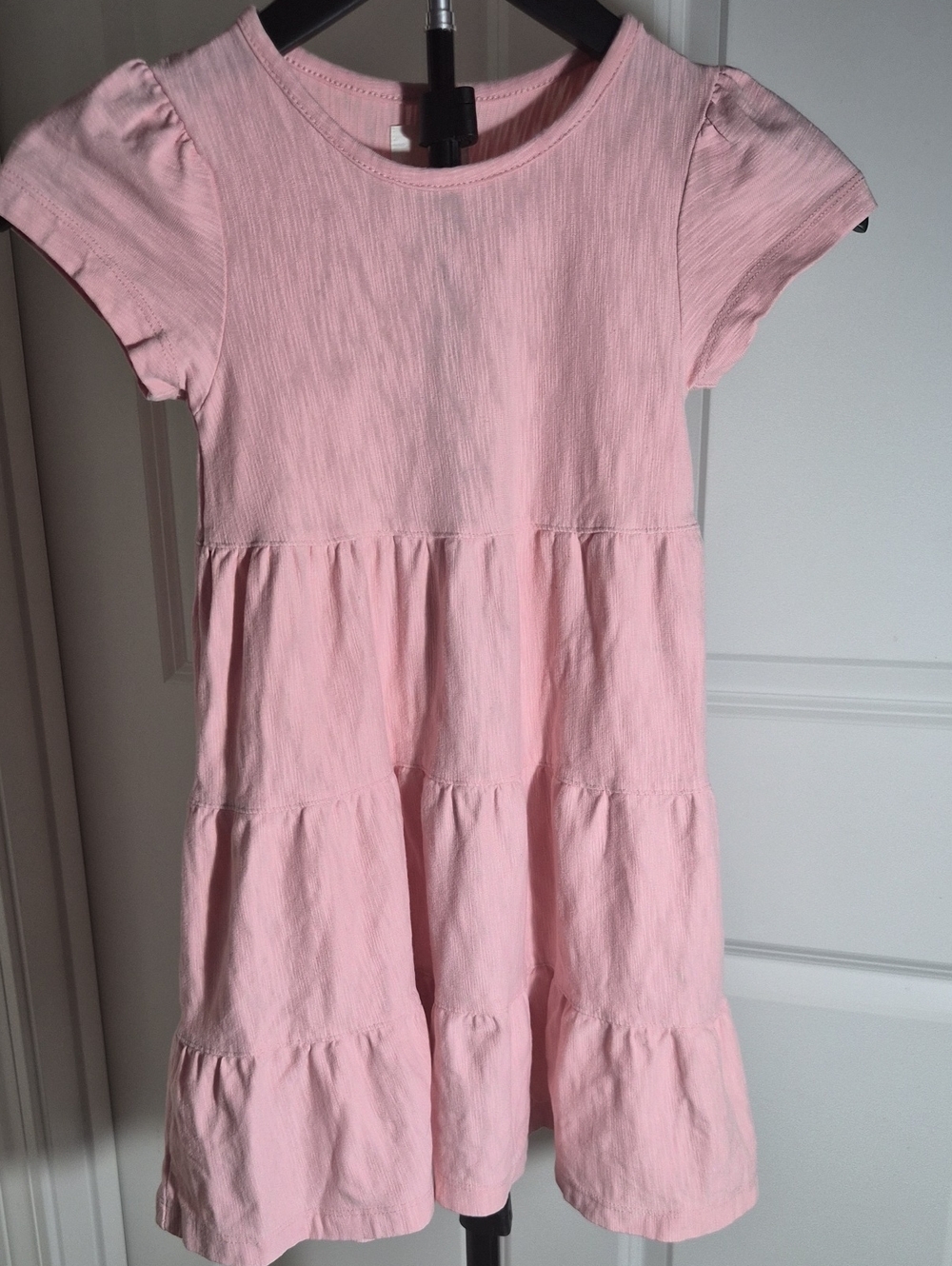 Girls' Pink Tiered Short Sleeve Everyday Dress